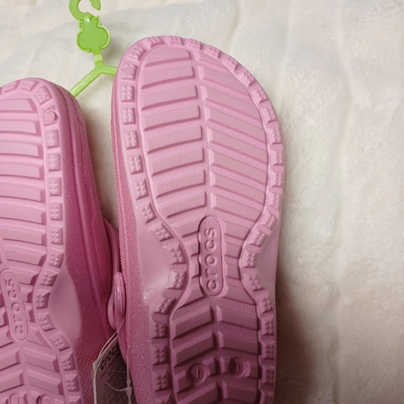 Crocs Classic Lined Glitter Clogs Pink Kids J3 (Youth Size 3) NWT - Picture 6 of 7